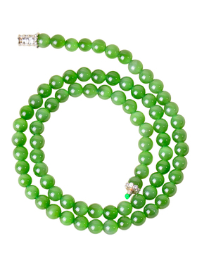 凤飞凰和田碧玉苹果绿串珠手链