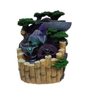 石磨水车桌面流水生财摆件，水车轮转财源滚滚，磨盘转动时来运转