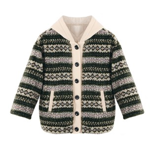 初中生连帽仿羊羔毛外套2025秋冬新款女童冬装加厚保暖夹棉毛毛衣