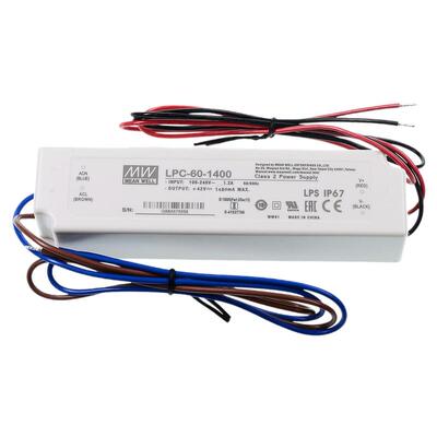 明纬LED恒流电源LPC-60-1050/1400/1750 60W 9~42V低成本防水电源