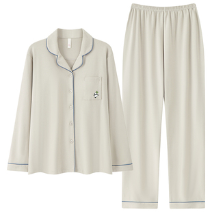 新疆棉春秋长袖纯棉女款睡衣高级感带胸垫女士家居服休闲套装秋季