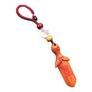 桃木剑挂件女士项链吊坠官方七星剑小号随身朱砂儿童纯宝剑护身符