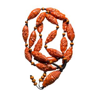 柳叶核十八罗汉脖挂文玩项链长串高端核雕雕刻男士橄榄核手串男款