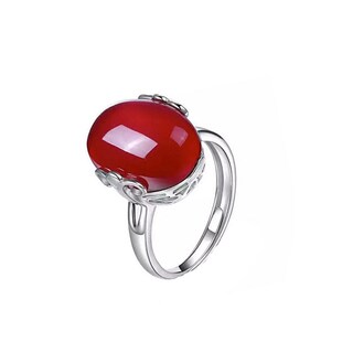 925纯银红色玛瑙复古食指戒指女小众设计轻奢高级感2025新款爆款