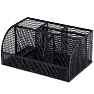 得力笔筒收纳盒创意时尚金属网格组合办公用桌面收纳笔插文具整理盒多功能笔座大容量小清新可爱收纳网状