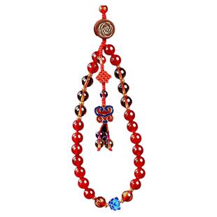 静安玛瑙手机壳挂件水晶短款手机链高级感朱砂招财转运珠手机挂绳