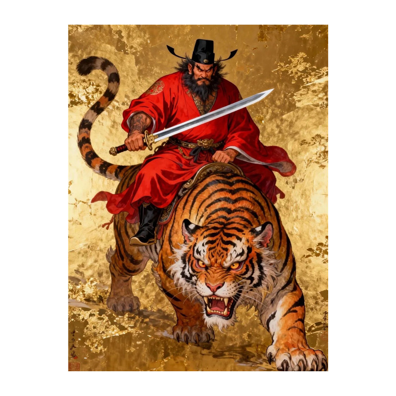 钟馗天师骑虎镇宅墙贴中式大门玄关佑福防水防晒自带背胶装饰贴画