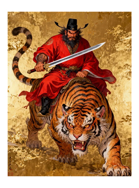 钟馗天师骑虎镇宅墙贴中式大门玄关佑福防水防晒自带背胶装饰贴画