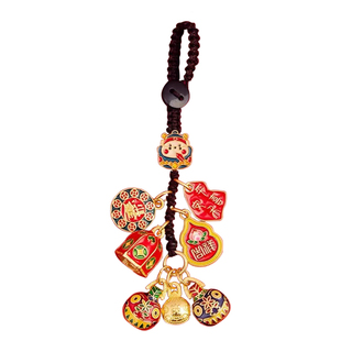 中国风手机挂链招财平安高级感新年挂绳本命年吞金兽钥匙扣女挂饰