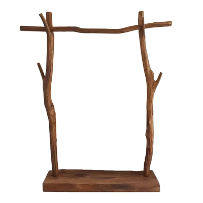 原木风实木树枝落地衣帽架