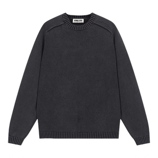 BONELESS结构刺绣套头毛衣秋冬新款圆领针织衫宽松慵懒风高级感