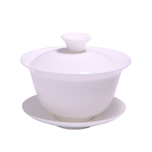 可悬停高档骨瓷盖碗茶杯单个潮州茶具陶瓷家用功夫三才超薄胎白瓷