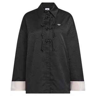 【尖货】阿迪达斯三叶草新中式盘扣衬衫外套女针织夹克KB6407