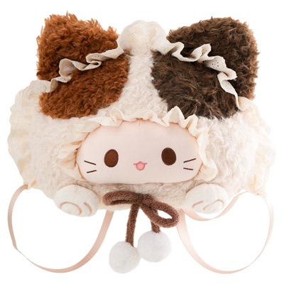 【小羊古力】三花猫可爱大脸斜挎包毛绒玩偶双肩背包包lolita礼物