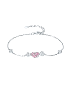 周六福爱心手链女S925银手饰百搭时尚送女友圣诞礼物