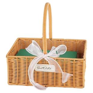 结婚回礼兔子拍照编织伴手礼花篮篮花童小花篮道具礼品篮加花珍珠