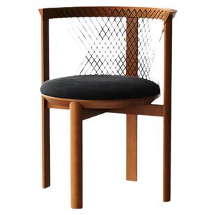 北欧竖琴餐椅简约复古软包椅丹麦设计师中古实木餐椅扶手靠背椅子