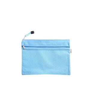 杰利8223 A5拉链袋帆布文件袋定制票据袋门诊病历本医保卡收纳袋双层资料袋透明网小清新杂物分类袋子25K防水