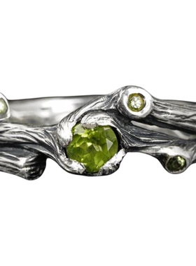 女纯银紫水晶橄榄石托帕石戒指