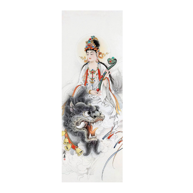 名家手绘佛画观音菩萨保真工笔画