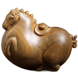 天然绿檀木雕刻生肖马上有钱摆件唐马挂件手把件送爸爸父亲节礼物