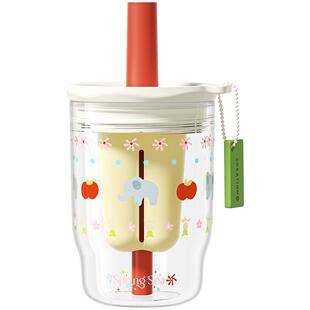 万兀吸管杯女生高颜值2025新款可爱杯子耐高温便携塑料水杯tritan