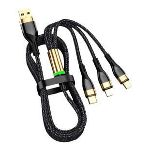 镀金一拖三数据线超级快充三合一一拖三充电线适用于苹果华为安卓typec接口