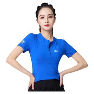 跳广场舞杨丽萍上衣户外运动春夏新款短袖女款半拉链跳舞服装专卖