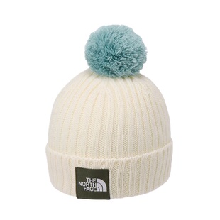 日本北面 the north face 2025冬儿童毛球球拼色针织保暖毛线帽子