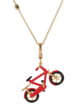 立体珐琅彩釉红色自行车吊坠项链
