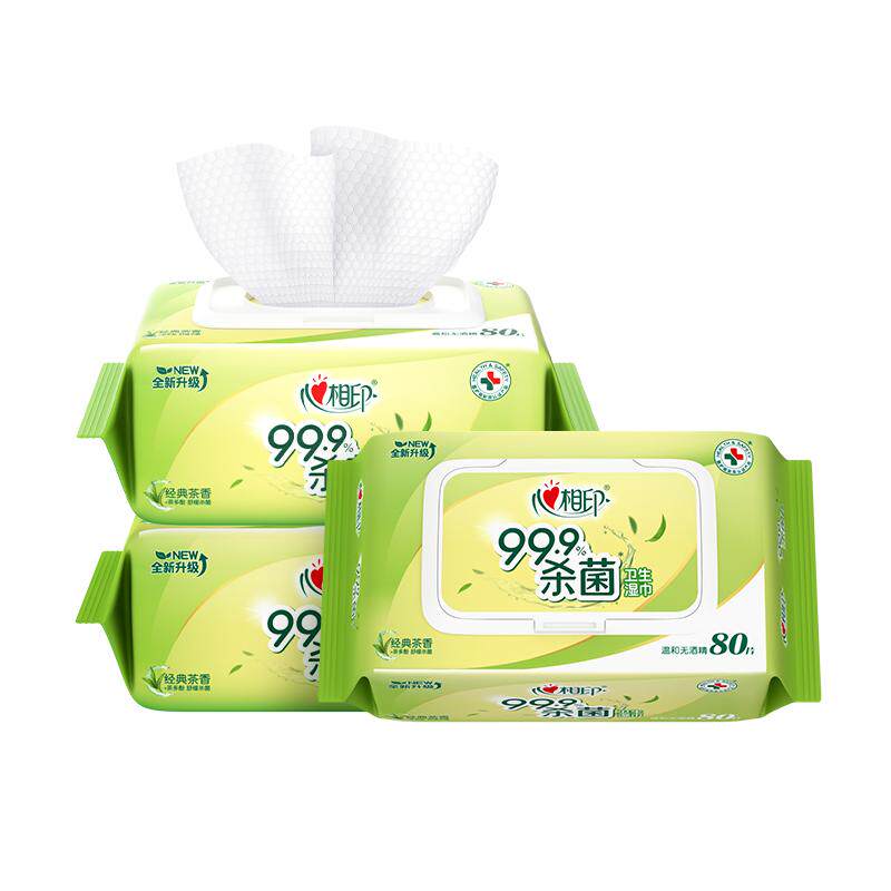 心相印经典茶香湿巾80抽加厚大包