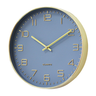 金色简约现代INS挂钟蓝色时钟客厅卧室静音挂钟北欧风格数字欧美