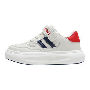 安奈儿男童运动鞋加绒2026新款冬季皮面防水男孩二棉鞋儿童小白鞋