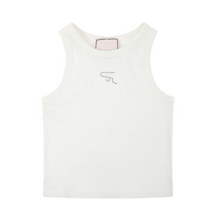 [REコンテナ] 韩版辣妹叠穿水钻字母logo无袖显瘦高腰背心上衣女