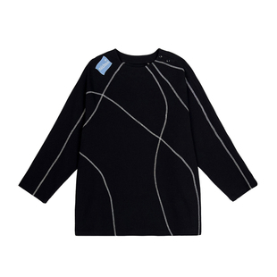 MIICHOUS米丘寺 流光 亲肤舒适抗菌华夫格撞色明线圆领长袖卫衣