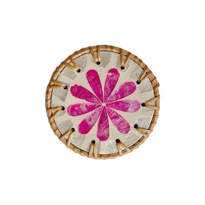 越南藤编贝壳杯垫花纹圆形ins复古隔热垫复古茶杯垫香薰蜡烛垫子