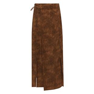 COCOBELLA仿香云纱双面异色提花半身裙新中式国风长裙HS0055