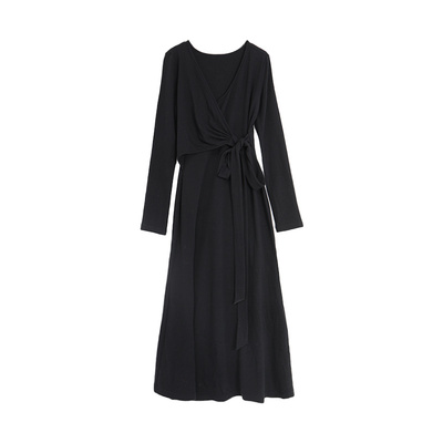 西町村屋法式高级气质长款连衣裙