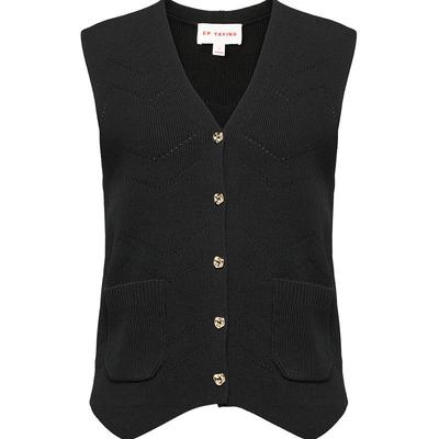 雅莹V领镂空宽松针织马甲背心