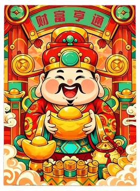 招财进宝填色手绘数字油画