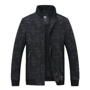 爸爸冬装毛呢夹克外套2024新款男装中青年时尚舒适加棉加厚上衣潮