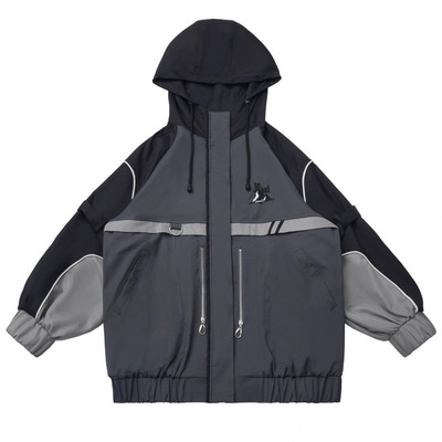 pinksavior【冰封】黑灰机能雪山刺绣秋冬设计感外套长裤套装