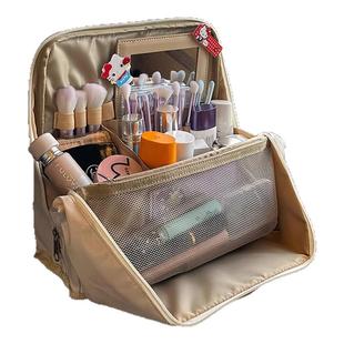 化妆包大容量女手提化妆刷收纳包带镜子可挂行李箱旅行洗漱包防水