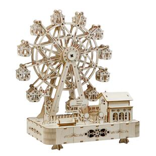 木制diy手工音乐盒八音盒木制机械旋转摩天轮木质拼装生日礼物女
