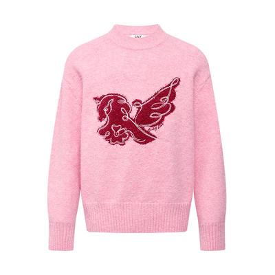 LILY通勤圆领印花宽松套头针织衫