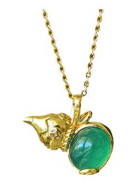 古法鎏金镶嵌天然冰种帝王绿玉髓葫芦吊坠玛瑙项链配证书礼盒链子