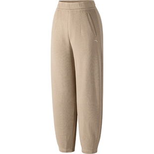 安踏茧型裤女款2025新款秋冬加绒保暖防风修腿遮胯宽松针织长裤子