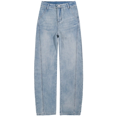 美式复古阔腿牛仔裤女显瘦直筒裤