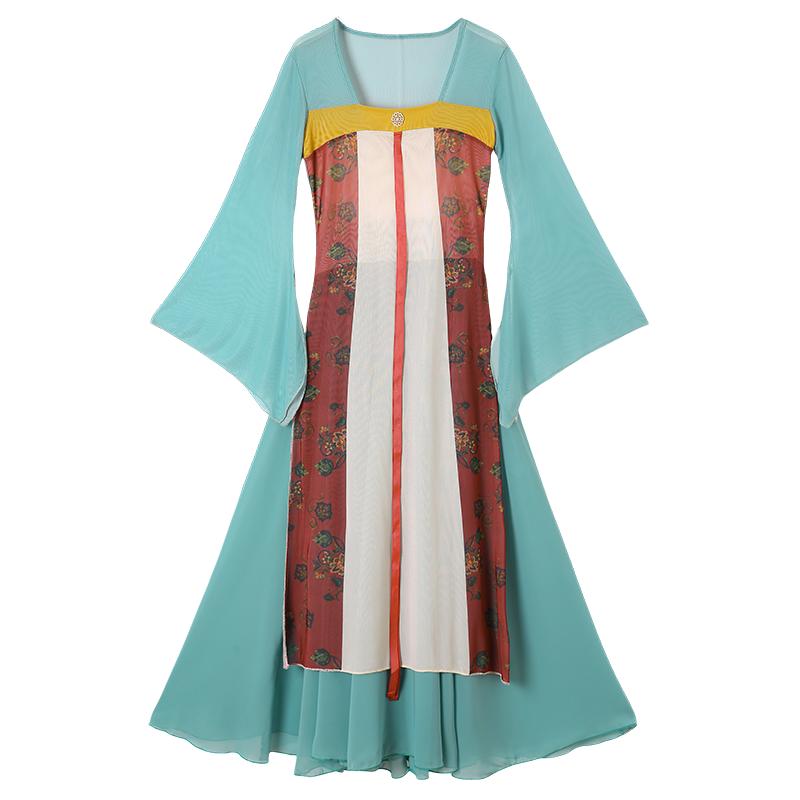 古典舞蹈服装飘逸女汉唐齐胸裙表演练功服飘带身韵演出服长款纱衣