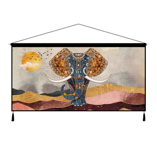 民族风大象挂布沙发背景布ins墙布横版卧室床头装饰墙上挂毯定制